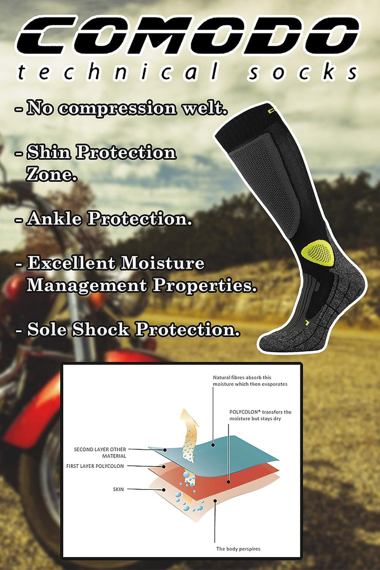 - Men'S Long Motorcycle Socks, Breathable Functional Socks, Motorcycle Socks for Motorcycle Boots